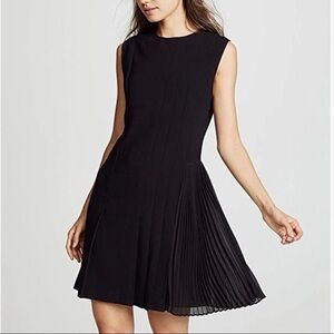 Theory Black Pleated Day Dress - Admiral Crepe